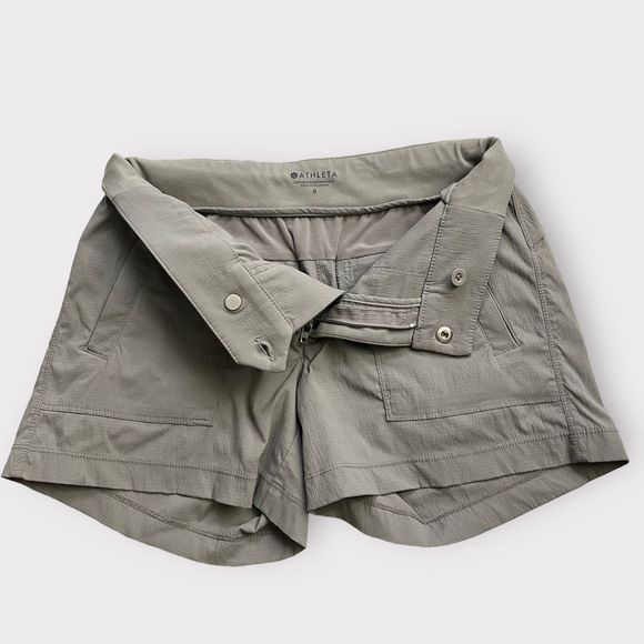 Athleta Trekkie Shorts 4” 0 Grey Womens Outdoor Trail Hiking Athletic Techwear - Picture 4 of 11
